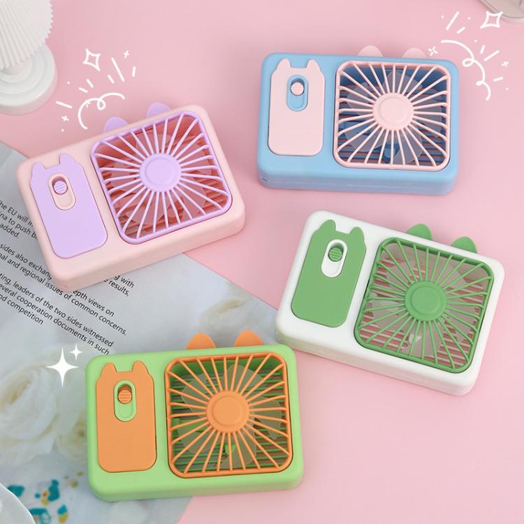 Cute Cartoon Kitten Camera Handheld Large Wind Rechargeable Fan With Stand Desktop Fan(Purple) - Image 2