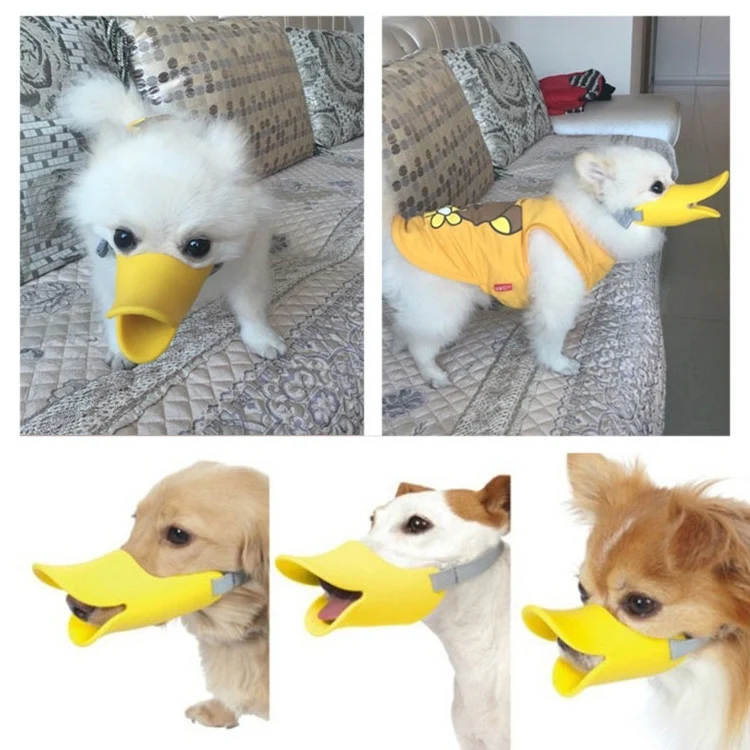 Cute Duck Mouth Shape Silicone Muzzle for Pet Dog, Size: M (Yellow) - Image 9