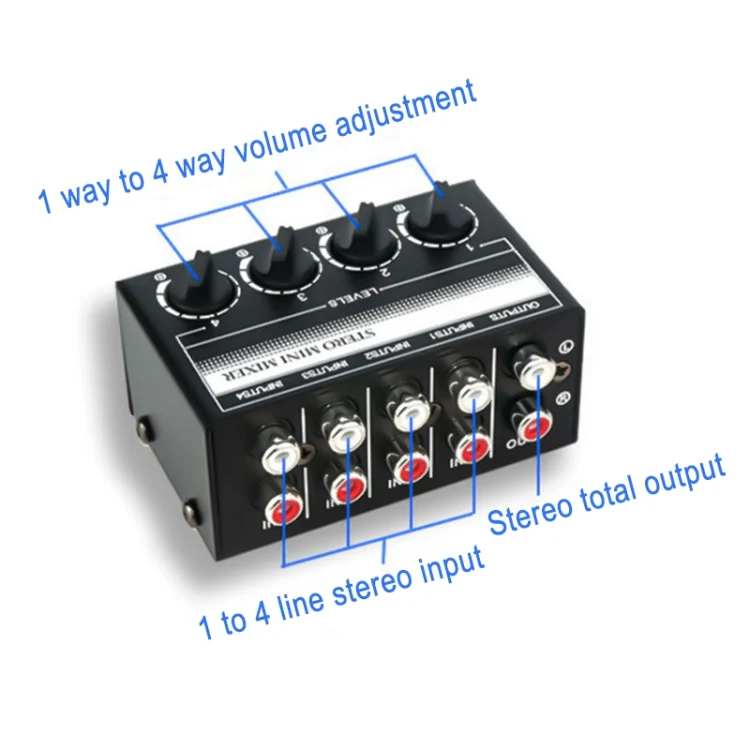 CX400 Audio Stereo Hub 4 Channel Mixer Controller(Black) - Image 5