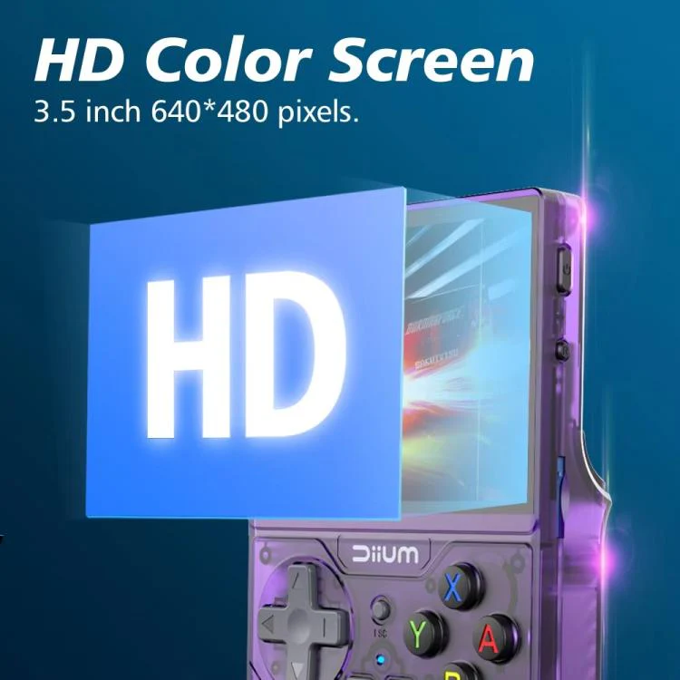 D008 3.5-Inch HD Retro Handheld Game Console With ARM Cortex-A7 800MHz, 1GB RAM & HDMI Output 128G Clear Blue - Image 3