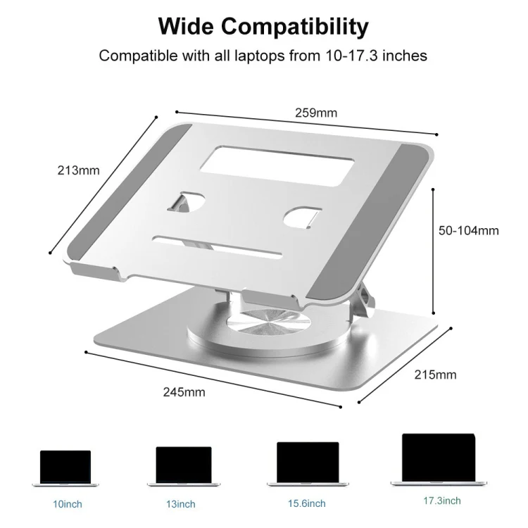 D088 Portable Aluminum 360 Degree Rotating Height Flexible Adjustable Notebook Laptop Stand - Image 4