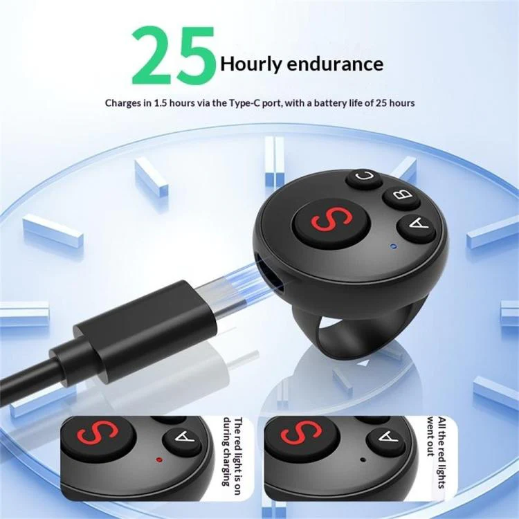 D11 BT Remote Control Ring Wearable Action Camera Controller For DJI Action, GoPro, Insta360 Action Cameras(Black) - Image 6