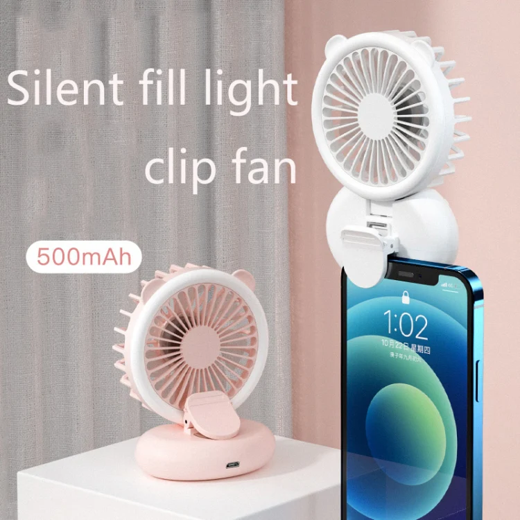D11 Fill Light Clip Hanging Neck Fan Handheld Folding Mini USB Desktop Fan(Green) - Image 3