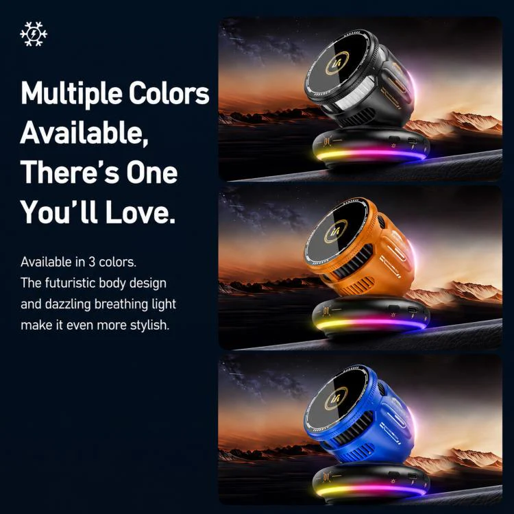 D3 15W Ice Magnetic Cooling RGB Car Mount Wireless Charging Phone Holder(Black) - Image 15