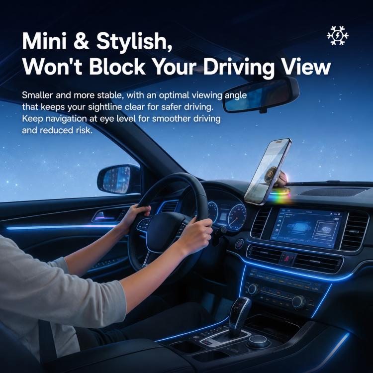 D3 15W Ice Magnetic Cooling RGB Car Mount Wireless Charging Phone Holder(Black) - Image 3