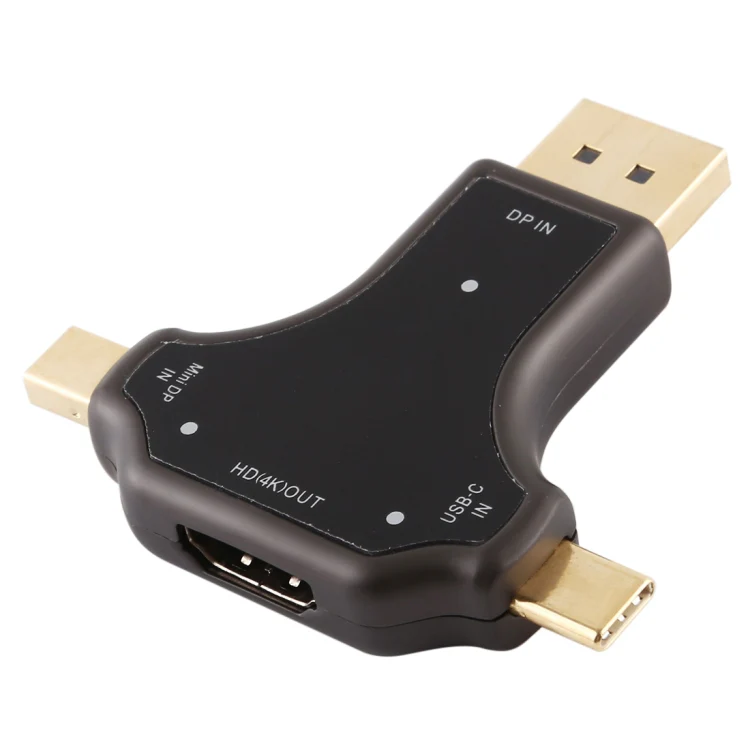 D63A DisplayPort + Mini DP + UCB-C / Type-C Male to HDMI Female 3 in 1 Adapter - Image 3