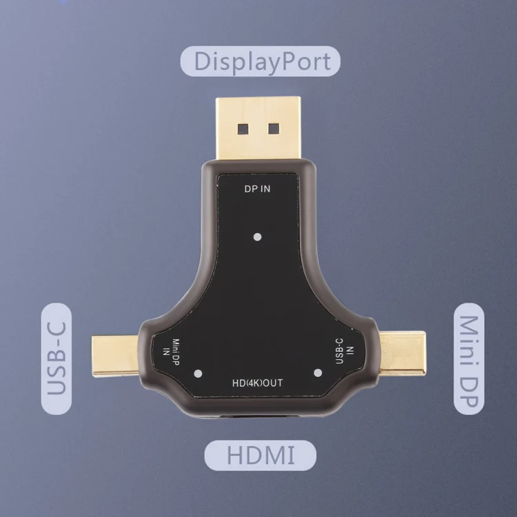 D63A DisplayPort + Mini DP + UCB-C / Type-C Male to HDMI Female 3 in 1 Adapter - Image 7