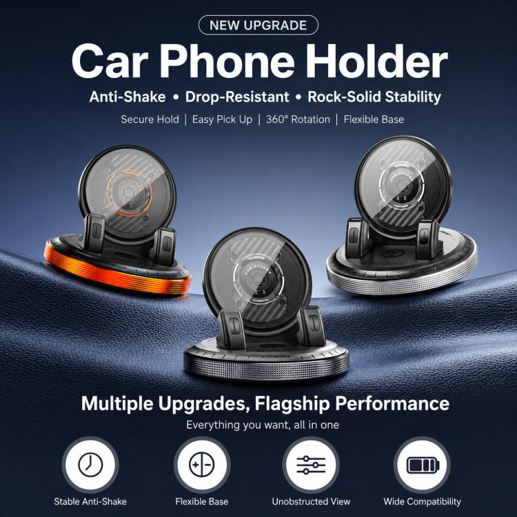 D7 Self-adhesive Rotating Base Car Center Console Phone Mount(Orange) - Image 2
