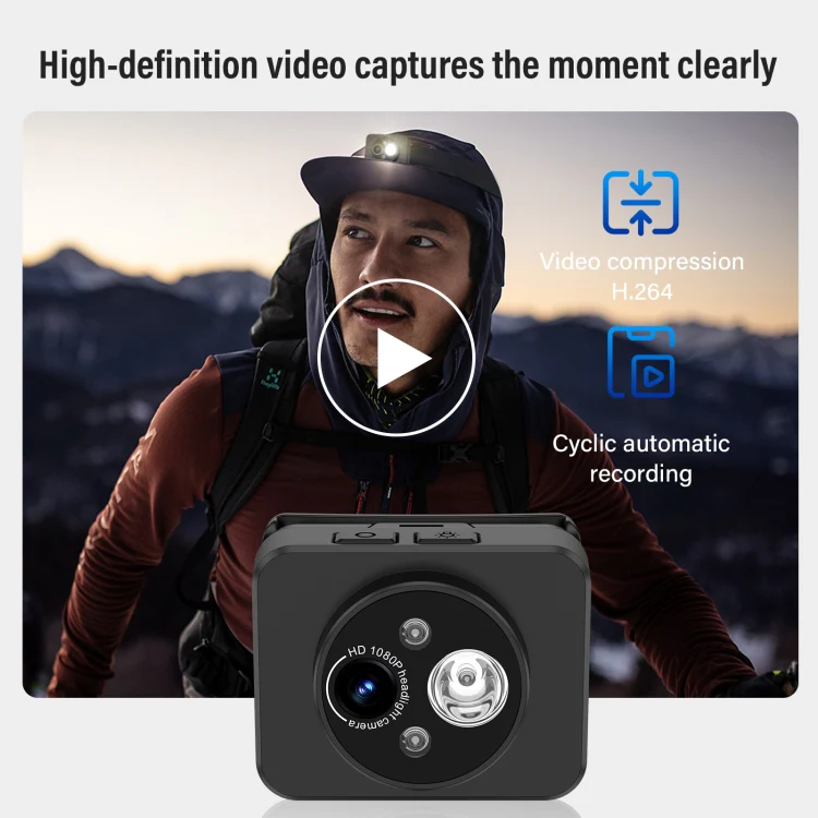 D8 1080P Head-mounted LED Motion Sensor Video Recording Lighting Camera - Image 5