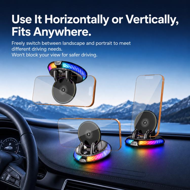 D9 Self-adhesive Rotating Base Car Wireless Charging Phone Holder(Orange) - Image 3