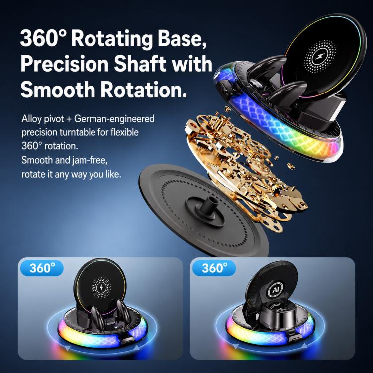 D9 Self-adhesive Rotating Base Car Wireless Charging Phone Holder(Orange) - Image 8