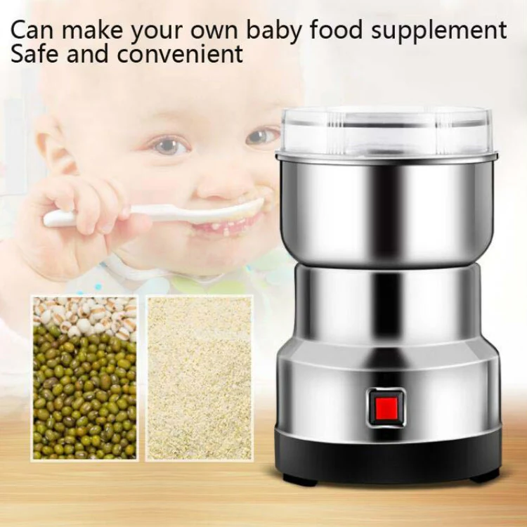 Daisheng Medicinal Material Grinder Powder Machine Household Small Stainless Steel Grinder, Specification:CN Plug(4 Leaf Blade) - Image 6