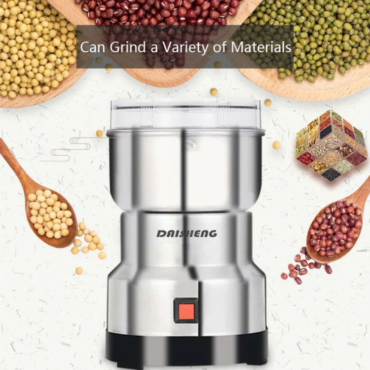 Daisheng Medicinal Material Grinder Powder Machine Household Small Stainless Steel Grinder, Specification:CN Plug(4 Leaf Blade) - Image 7