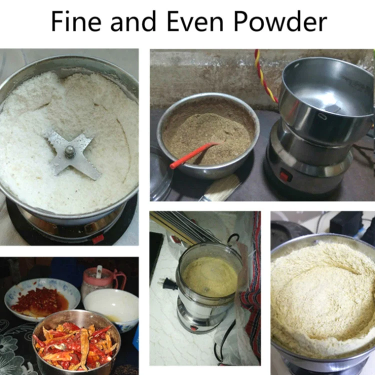 Daisheng Medicinal Material Grinder Powder Machine Household Small Stainless Steel Grinder, Specification:CN Plug(4 Leaf Blade) - Image 8