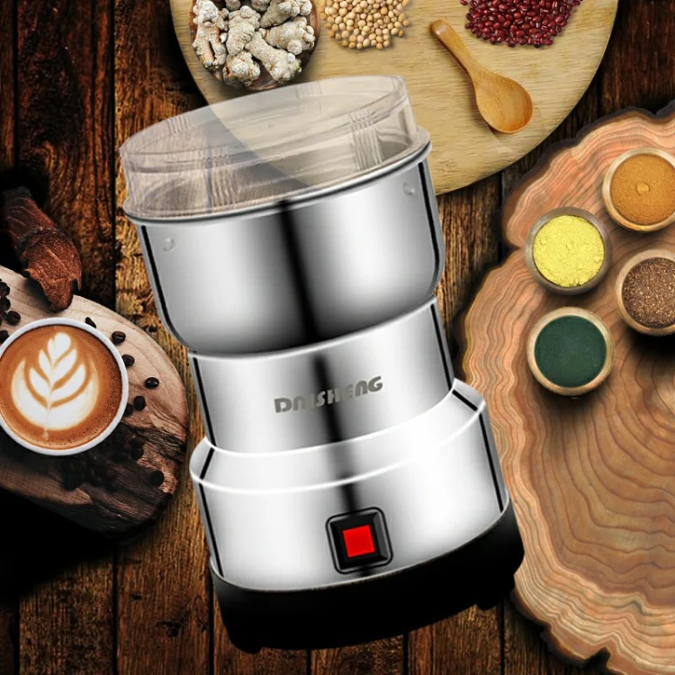 Daisheng Medicinal Material Grinder Powder Machine Household Small Stainless Steel Grinder, Specification:EU Plug(4 Leaf Blade) - Image 2