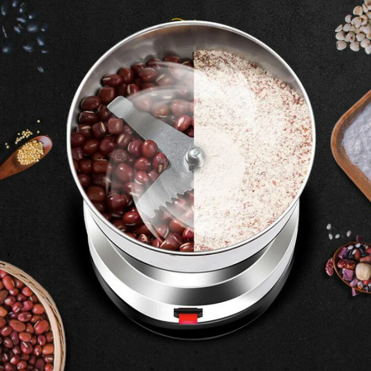 Daisheng Medicinal Material Grinder Powder Machine Household Small Stainless Steel Grinder, Specification:UK Plug(4 Leaf Blade) - Image 3