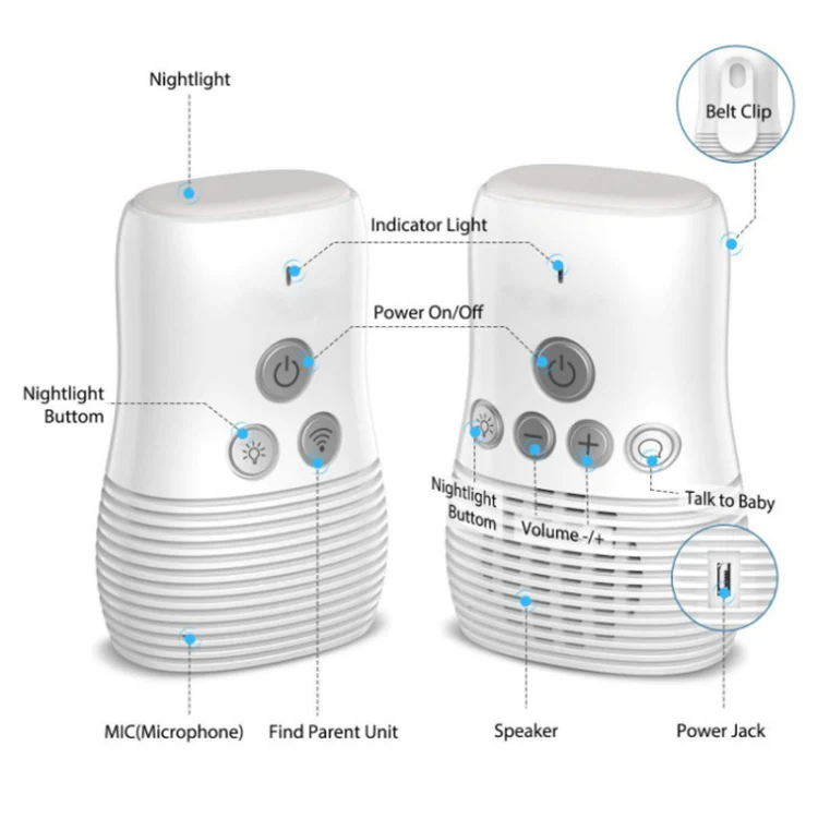 DBM-8 Wireless Audio Two-way Talk Back Baby Monitor, Intercom Sound Alert for Infant(AU Plug) - Image 2