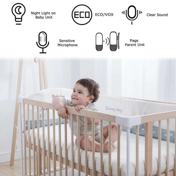 DBM-8 Wireless Audio Two-way Talk Back Baby Monitor, Intercom Sound Alert for Infant(EU Plug) - Image 5