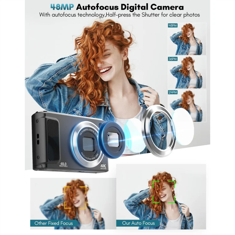 DC308 2.8-Inch 4K HD Front And Rear Dual-Camera 16X Zoom Digital Camera UK Plug(White) - Image 3