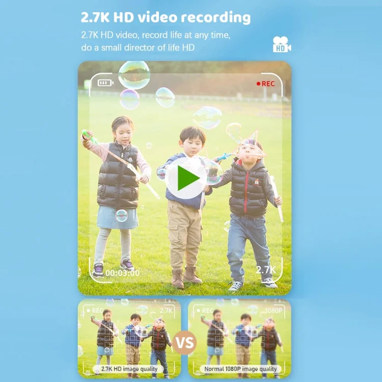 DC502 2.4-Inch 16X Zoom 2.7K Video Recording Children Digital Camera, Color: Blue No Card(UK Plug) - Image 7