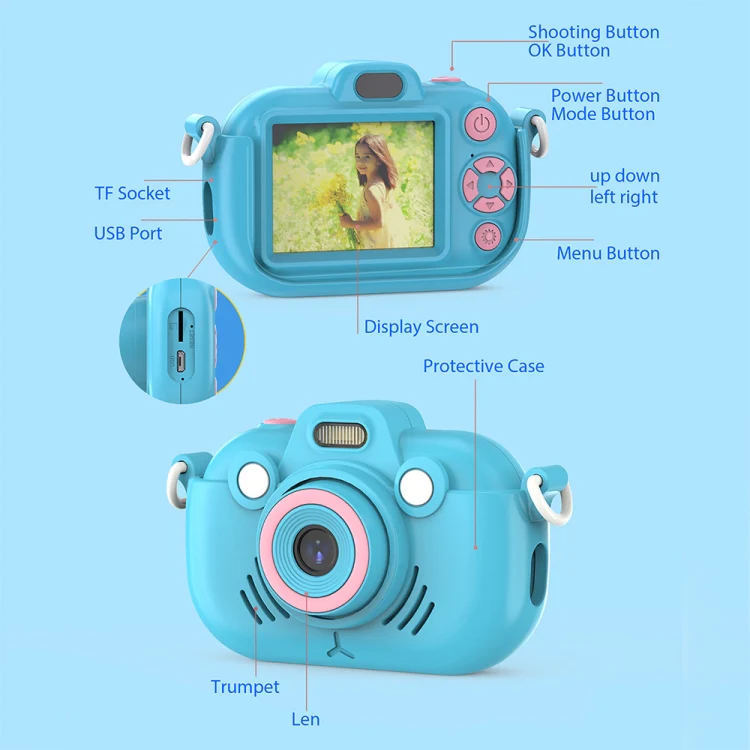 DC502 2.4-Inch 16X Zoom 2.7K Video Recording Children Digital Camera, Color: Pink No Card(AU Plug) - Image 4