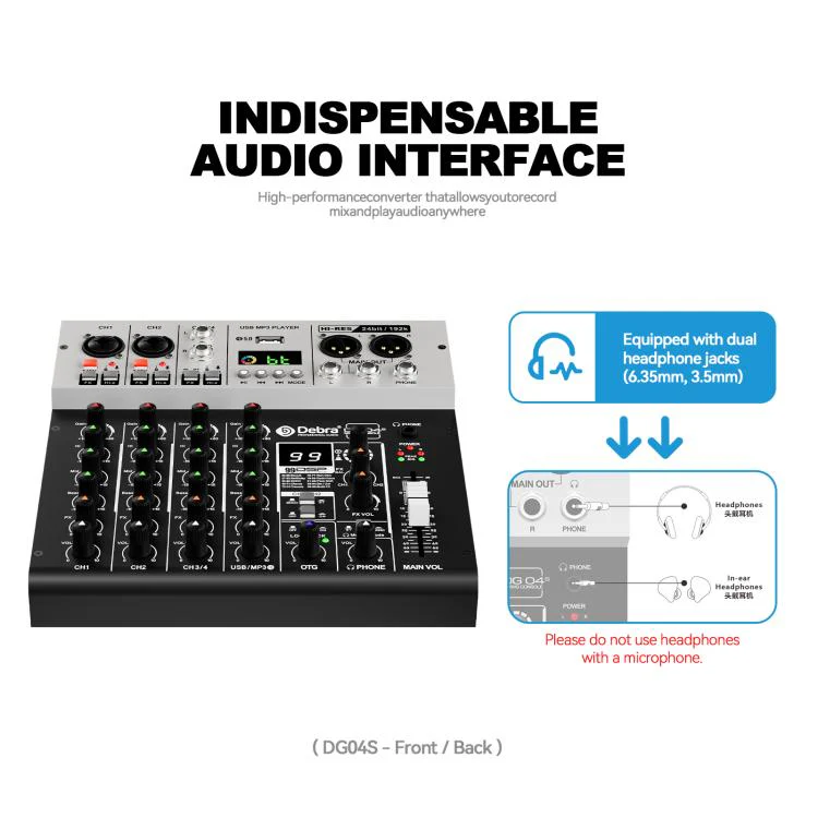 DEBRA DG04S 24bit/192kHz 4-Channels Mixer Sound Card(AU Plug) - Image 4