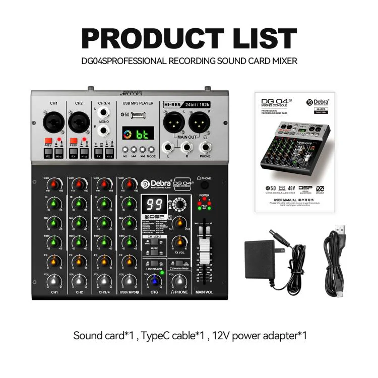 DEBRA DG04S 24bit/192kHz 4-Channels Mixer Sound Card(US Plug) - Image 12