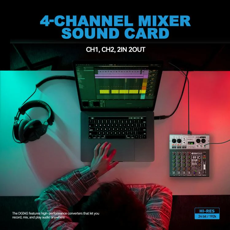 DEBRA DG04S 24bit/192kHz 4-Channels Mixer Sound Card(US Plug) - Image 3