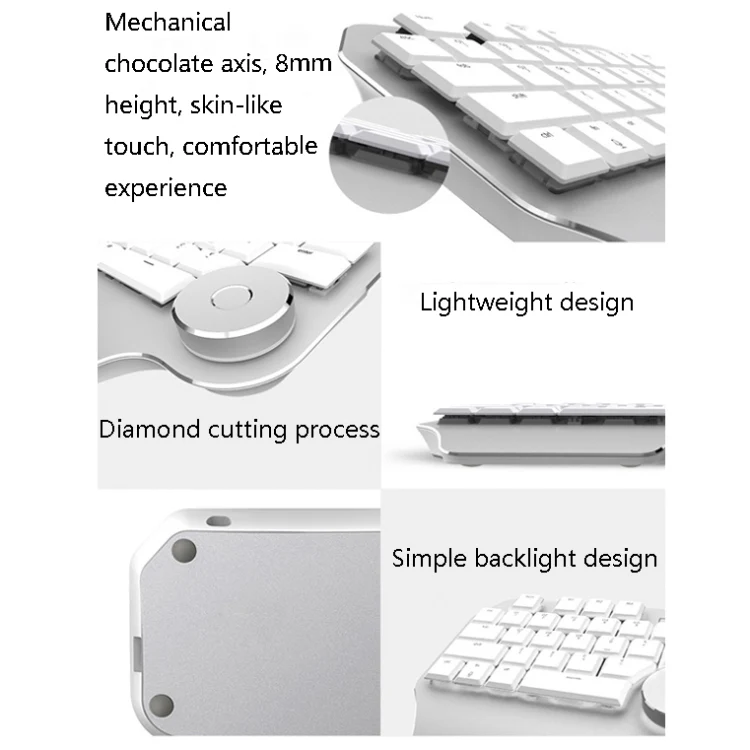 DELUX T11 29 Keys Single-Hand Keyboard Shortcut Key Speech Tool Flat Keyboard, Colour: Silver - Image 4