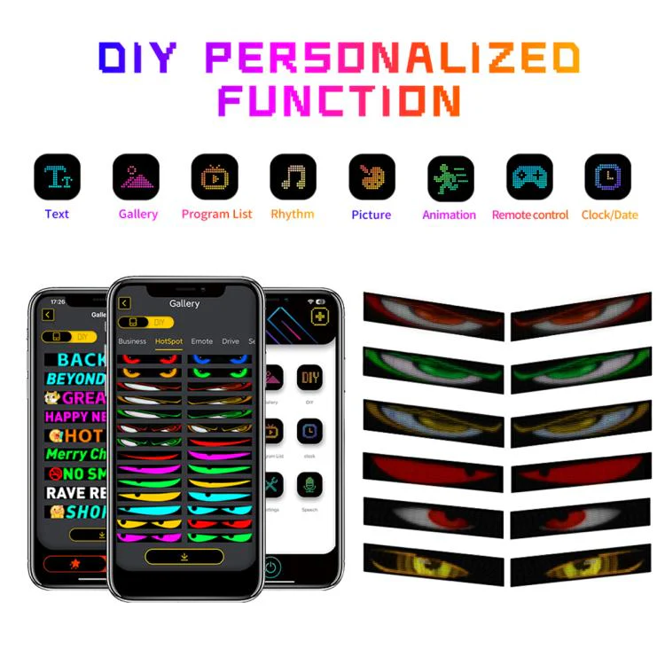 Demon Eye Car Ultra-Thin Waterproof LED Flexible Matrix Display Screen 2pcs 16 x 64 USB set - Image 4