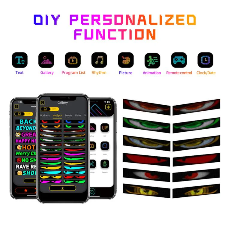 Demon Eye Car Ultra-Thin Waterproof LED Flexible Matrix Display Screen 2pcs 16 x 96 USB set - Image 4