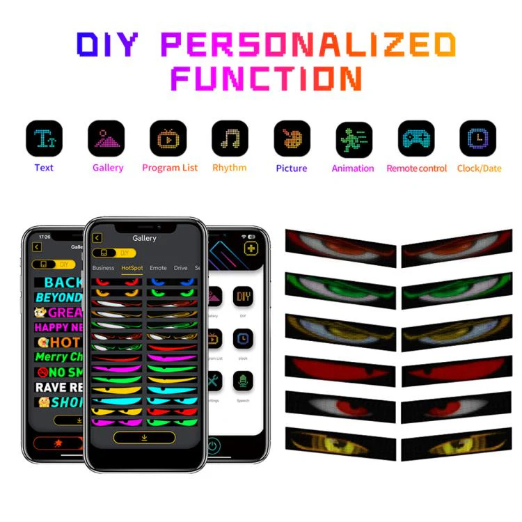Demon Eye Car Ultra-Thin Waterproof LED Flexible Matrix Display Screen 2pcs 20 x 64 USB set - Image 4