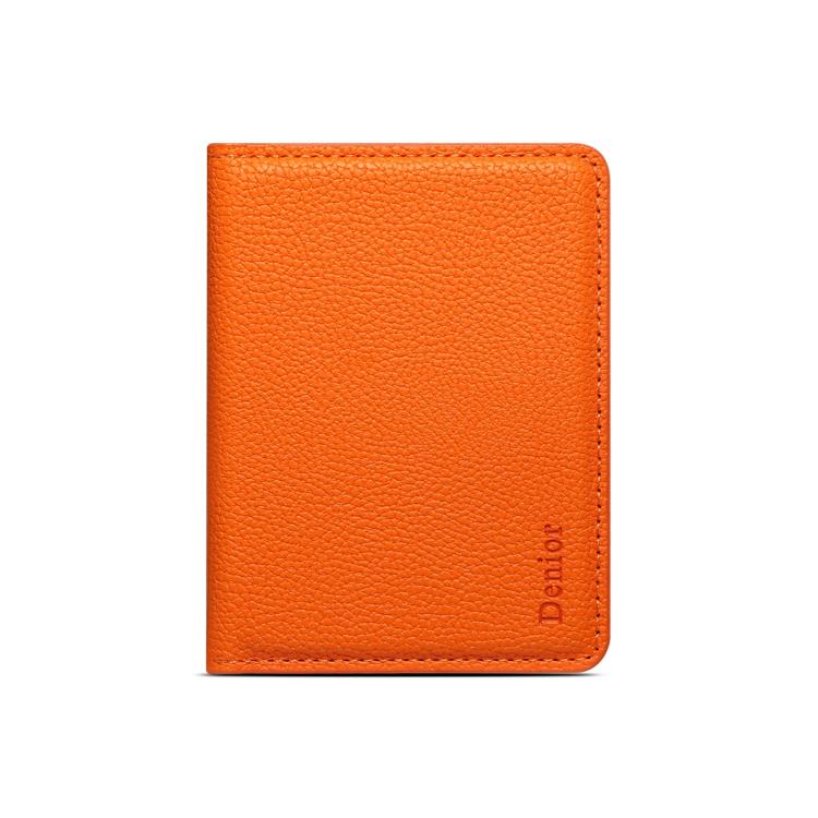 Denior V28 Litchi Texture Magnetic Vegan Leather Wallet Phone Card Holder(Orange) - Image 3