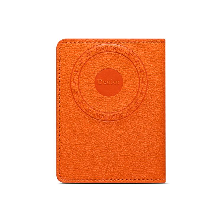 Denior V28 Litchi Texture Magnetic Vegan Leather Wallet Phone Card Holder(Orange) - Image 4