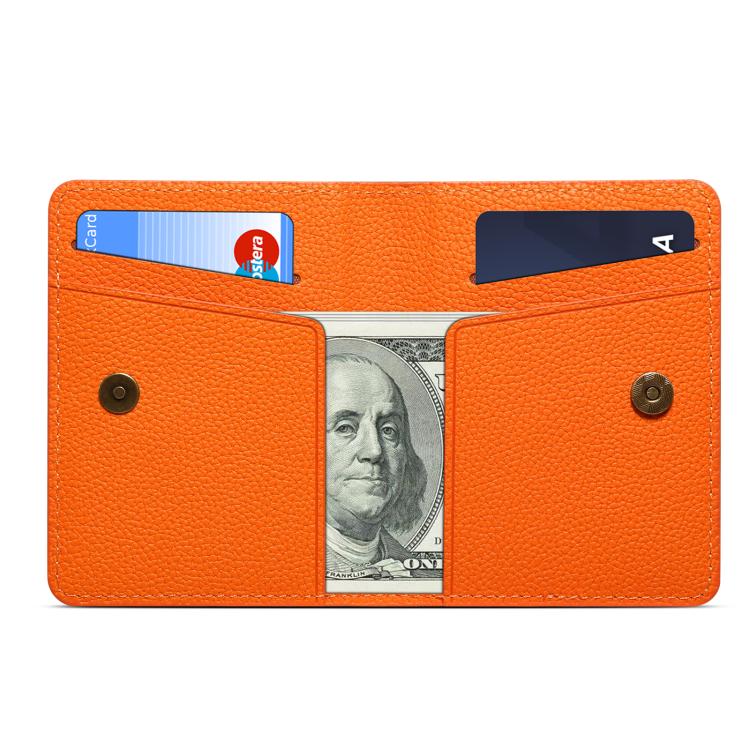 Denior V28 Litchi Texture Magnetic Vegan Leather Wallet Phone Card Holder(Orange) - Image 5