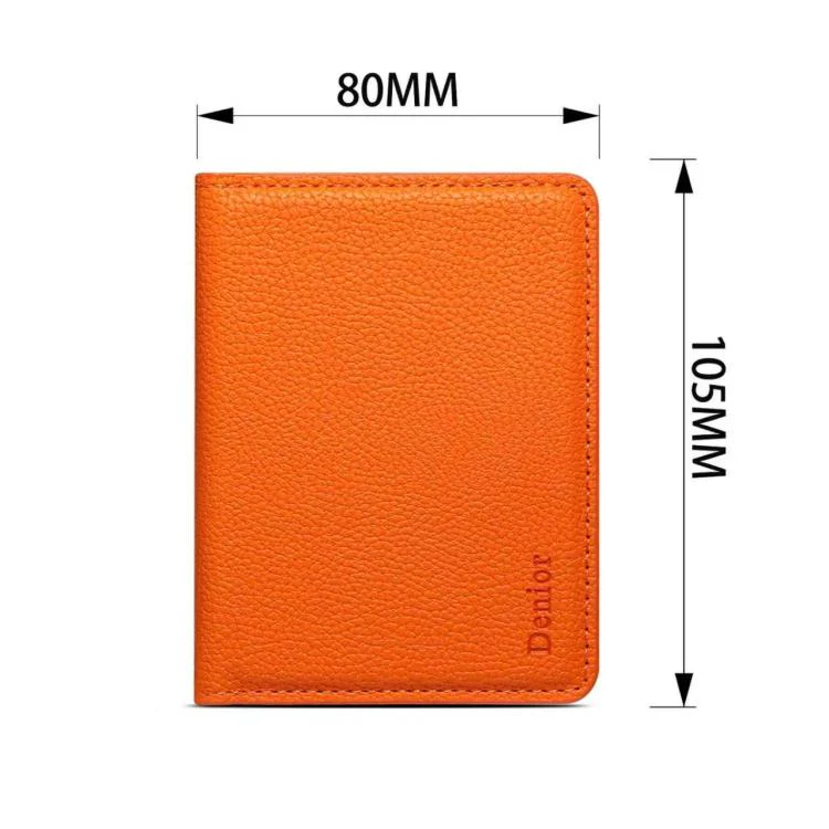 Denior V28 Litchi Texture Magnetic Vegan Leather Wallet Phone Card Holder(Orange) - Image 7