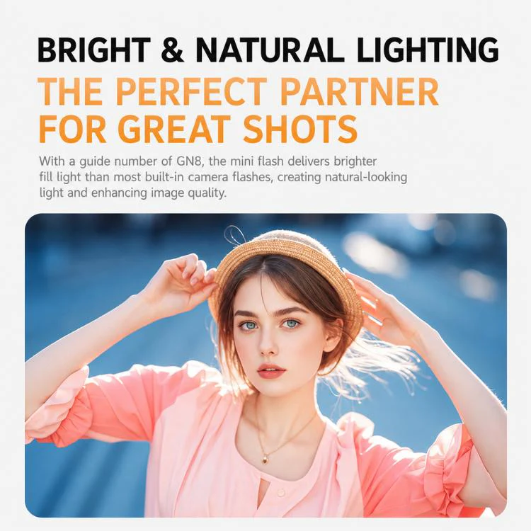 Desiontal F02 Mini On-Camera Flash Light Speedlite for Mirrorless Cameras (Black) - Image 4