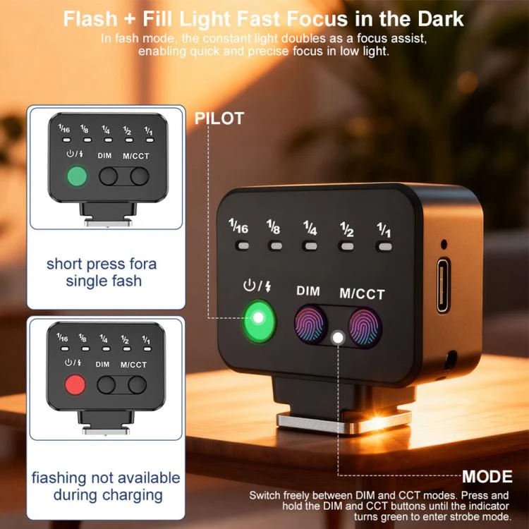 Desiontal F03 Mini On-Camera Flash Light Speedlite for Mirrorless Cameras (Black) - Image 12