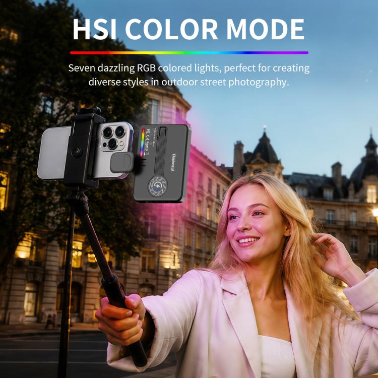 Desiontal iReal-X3 Slim RGB Fill Light 2500K-9000K Pocket LED Video Light (Black) - Image 5