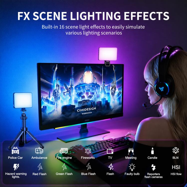 Desiontal iReal-X3 Slim RGB Fill Light 2500K-9000K Pocket LED Video Light (Black) - Image 6