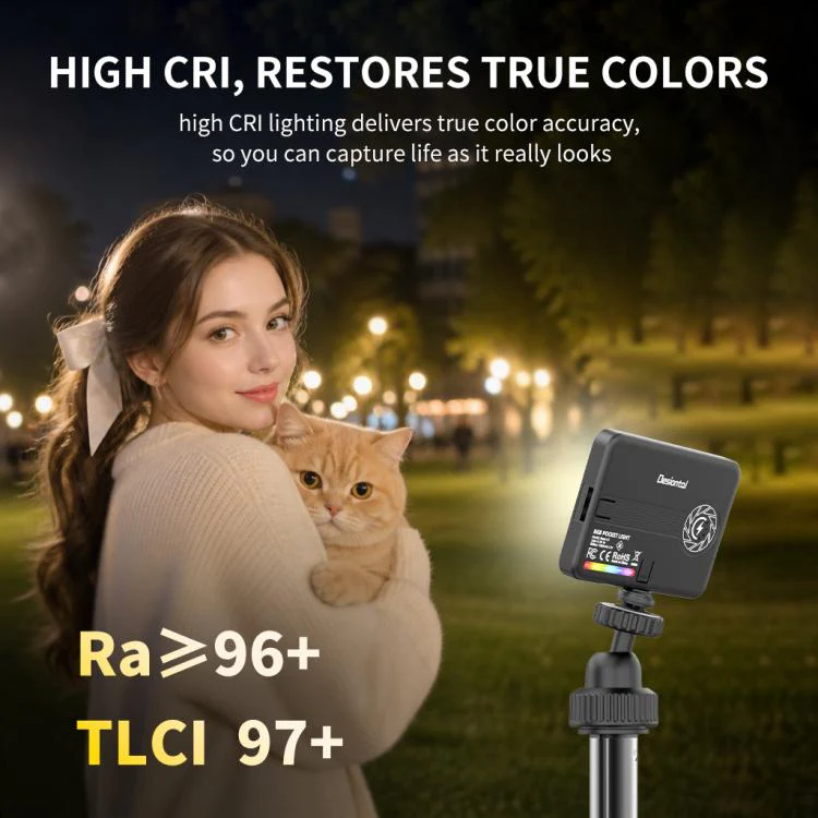 Desiontal iReal-X3 Slim RGB Fill Light 2500K-9000K Pocket LED Video Light (Black) - Image 7