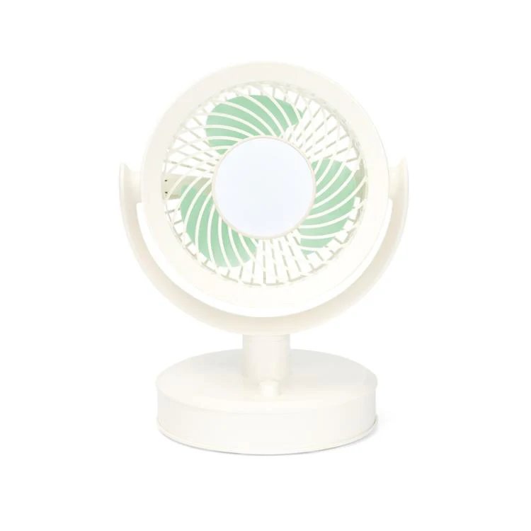 Desktop Fan Outdoor Student Office Portable Rechargeable USB Tabletop Small Fan, Color: With Light (White)