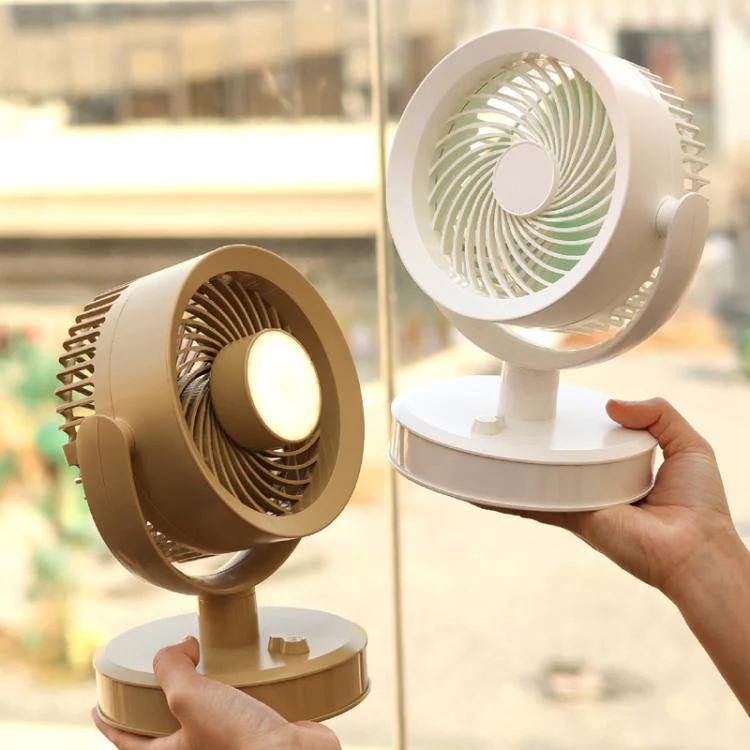 Desktop Fan Outdoor Student Office Portable Rechargeable USB Tabletop Small Fan, Color: With Light (White) - Image 2
