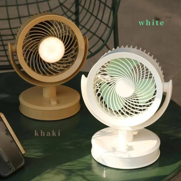 Desktop Fan Outdoor Student Office Portable Rechargeable USB Tabletop Small Fan, Color: With Light (White) - Image 6