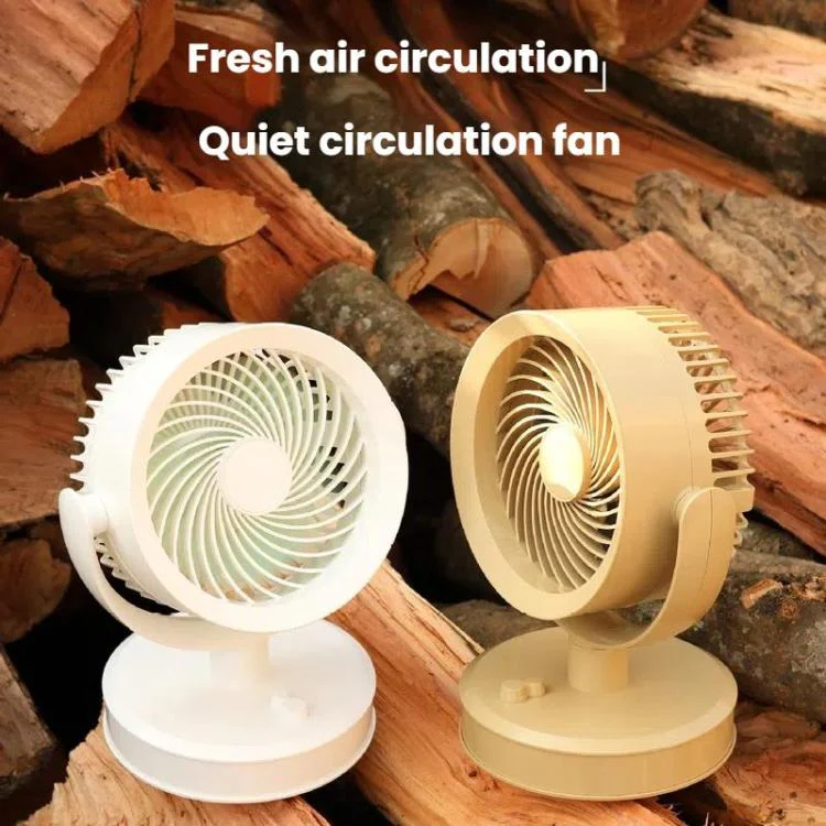 Desktop Fan Outdoor Student Office Portable Rechargeable USB Tabletop Small Fan, Color: Without Light (Khaki) - Image 4