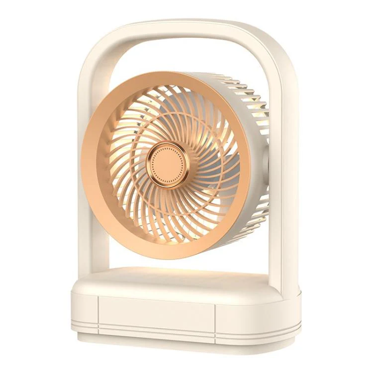 Desktop Wall-Mounted Electric Fan With Light Air Circulation Fan(Beige)