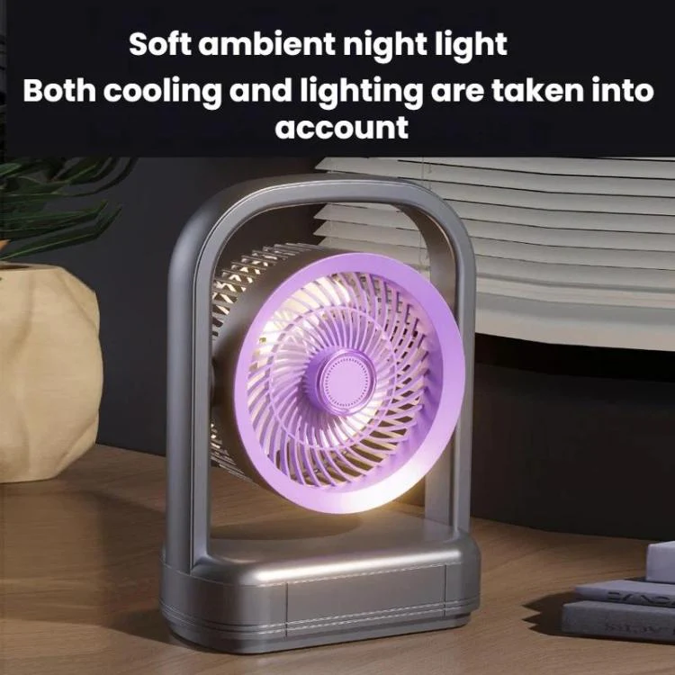 Desktop Wall-Mounted Electric Fan With Light Air Circulation Fan(Beige) - Image 6