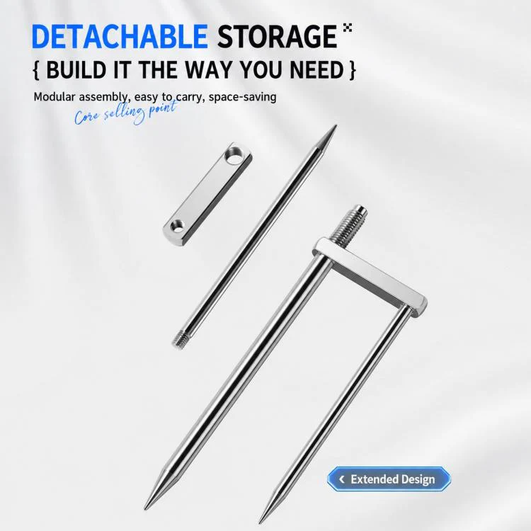 Detachable Umbrella Ground Stake Anti-Wind Peg with 12mm Universal Thread Interface, Style:Chrome-Plated 23cm 2-Prong - Image 5