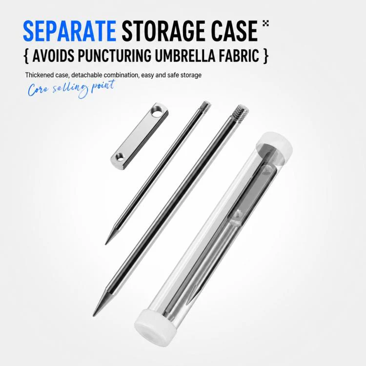 Detachable Umbrella Ground Stake Anti-Wind Peg with 12mm Universal Thread Interface, Style:Chrome-Plated 23cm 3-Prong - Image 11