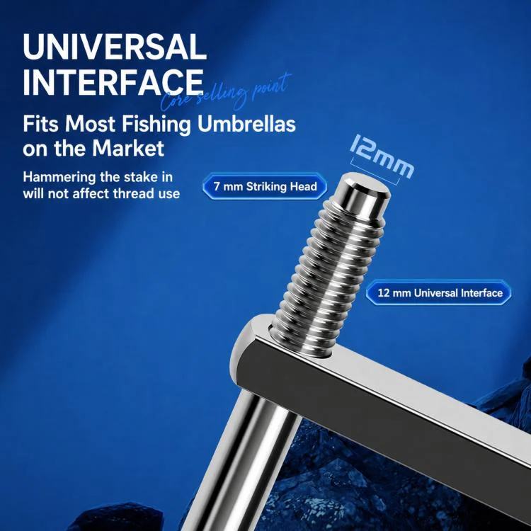 Detachable Umbrella Ground Stake Anti-Wind Peg with 12mm Universal Thread Interface, Style:Stainless Steel 30cm 2-Prong - Image 9